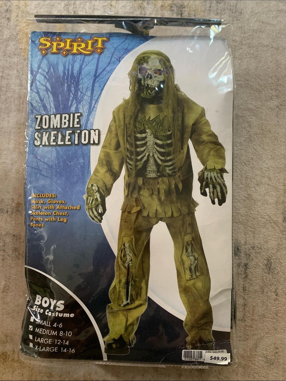 Spirit Zombie Skeleton Boys Costume - Olive Green and Black